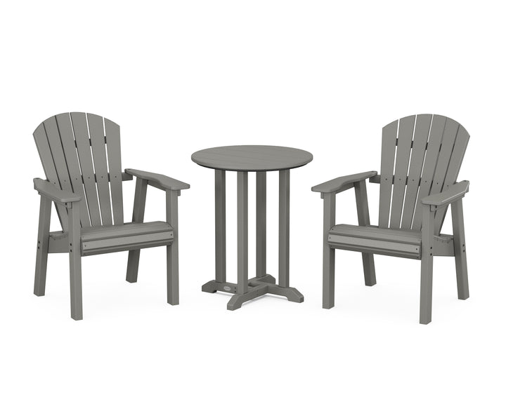 POLYWOOD® Seashell 3-Piece Round Farmhouse Bistro Dining Set
