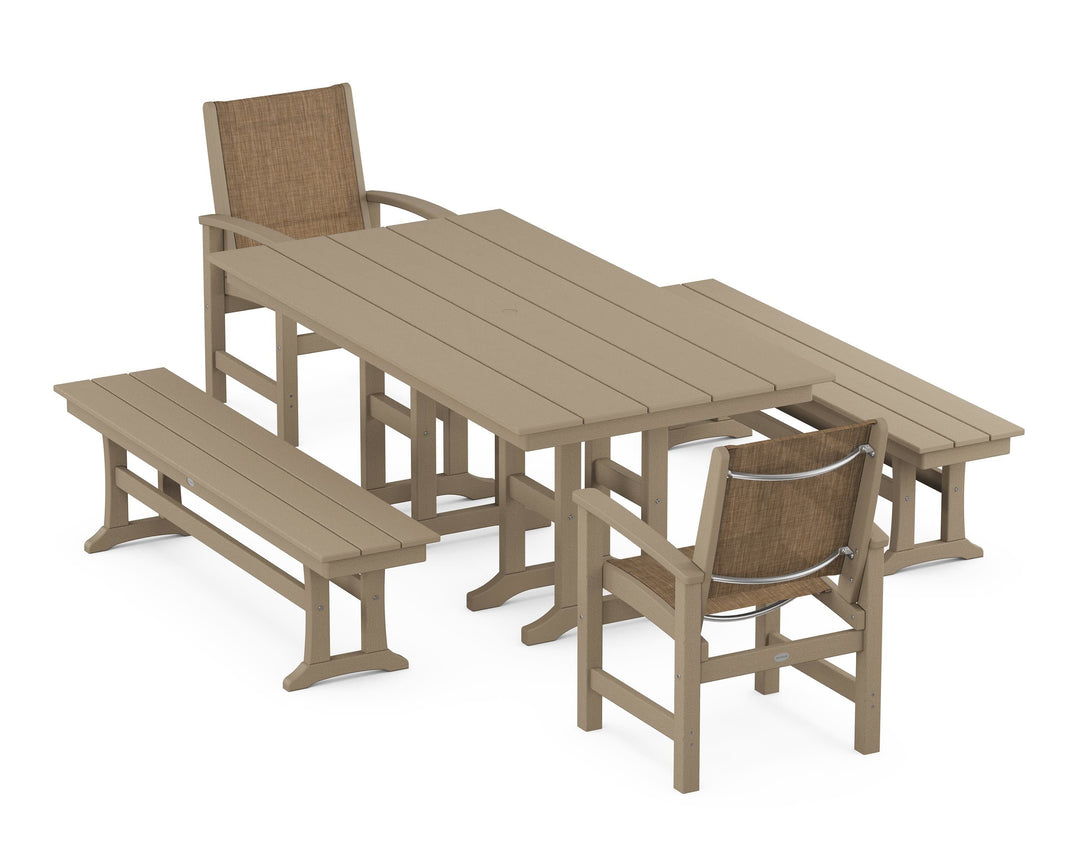 POLYWOOD® Coastal 5-Piece Farmhouse Dining Set