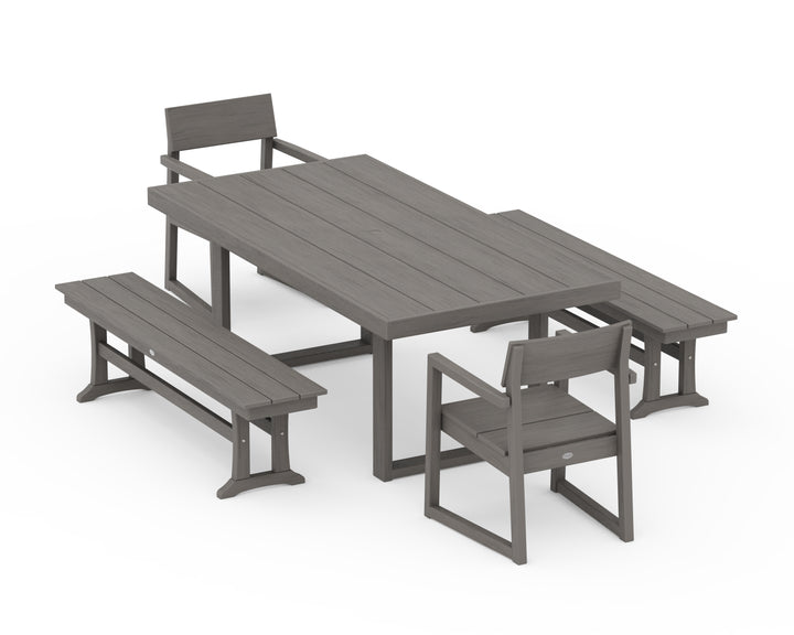 POLYWOOD® EDGE 5-Piece Dining Set with Benches