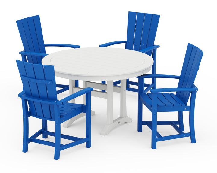 POLYWOOD® Quattro 5-Piece Round Dining Set with Trestle Legs