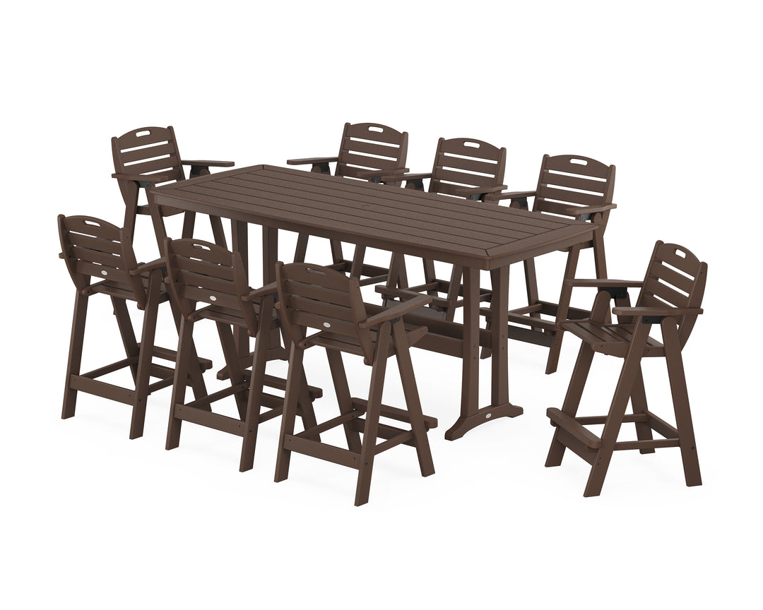 POLYWOOD® Nautical 9-Piece Bar Set with Trestle Legs