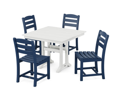 La Casa CafŽ 5-Piece Farmhouse Trestle Side Chair Dining Set