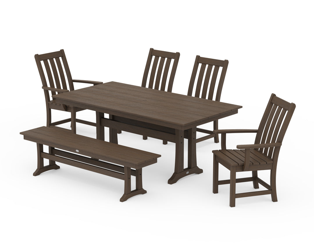 POLYWOOD® Vineyard 6-Piece Farmhouse Dining Set With Trestle Legs
