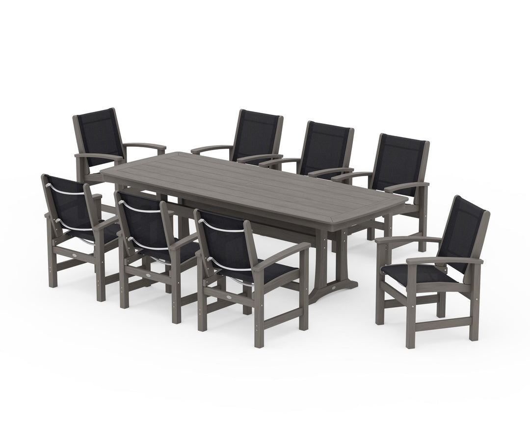 POLYWOOD® Coastal 9-Piece Dining Set with Trestle Legs