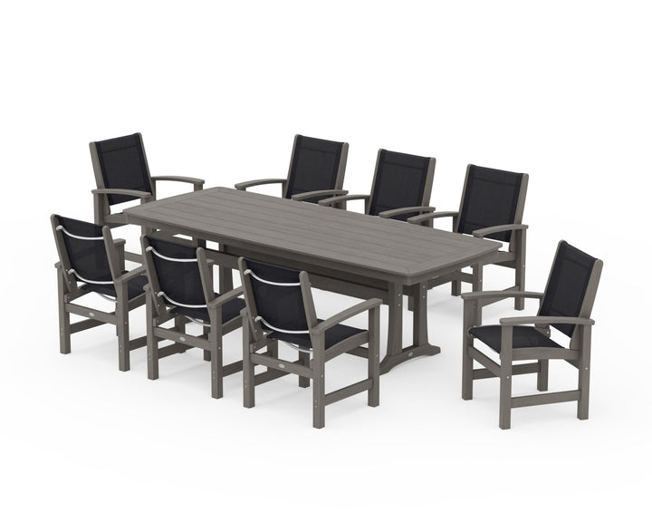 POLYWOOD® Coastal 9-Piece Dining Set with Trestle Legs