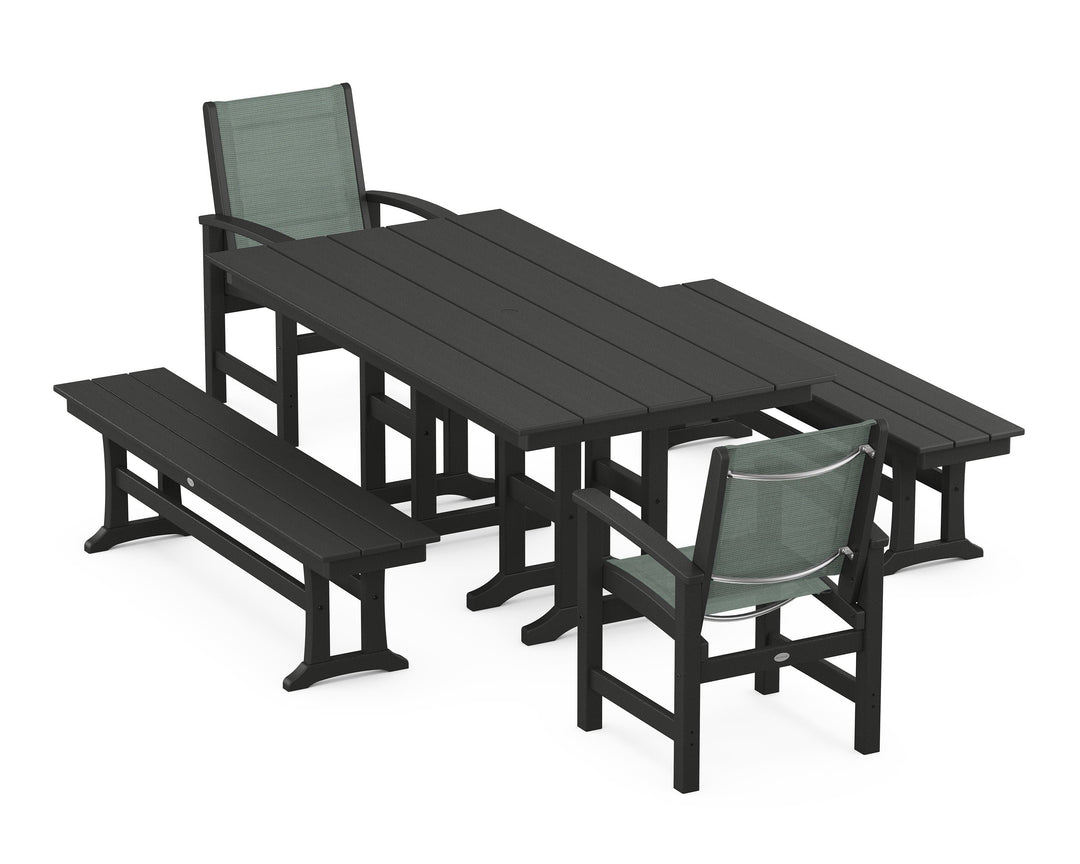 POLYWOOD® Coastal 5-Piece Farmhouse Dining Set