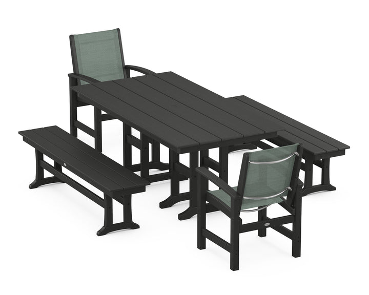 POLYWOOD® Coastal 5-Piece Farmhouse Dining Set
