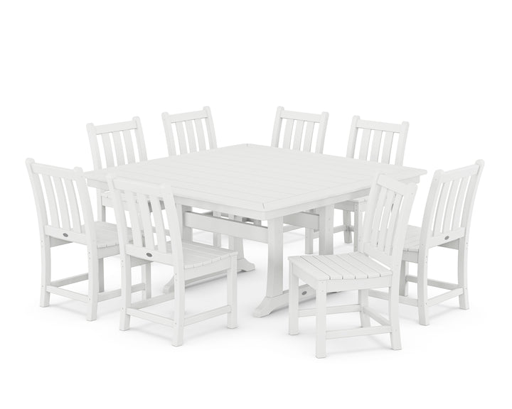 POLYWOOD® Traditional Garden 9-Piece Nautical Trestle Dining Set