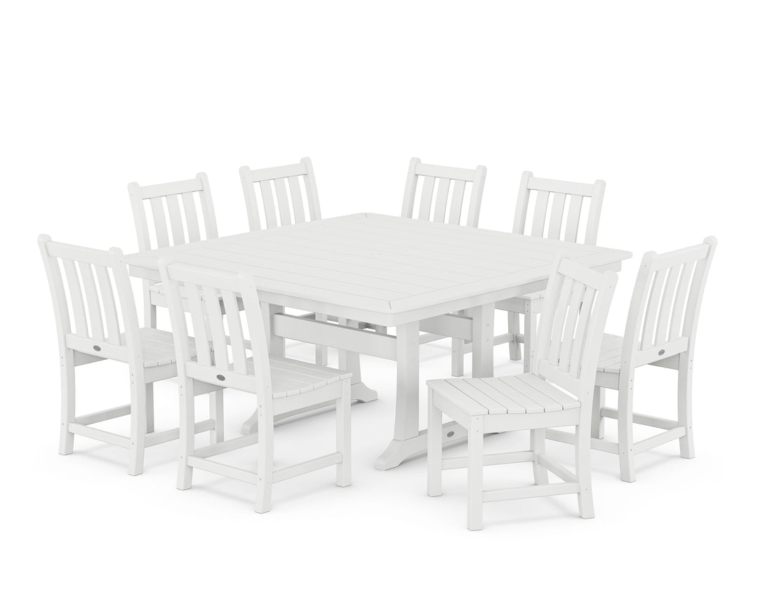POLYWOOD® Traditional Garden 9-Piece Nautical Trestle Dining Set