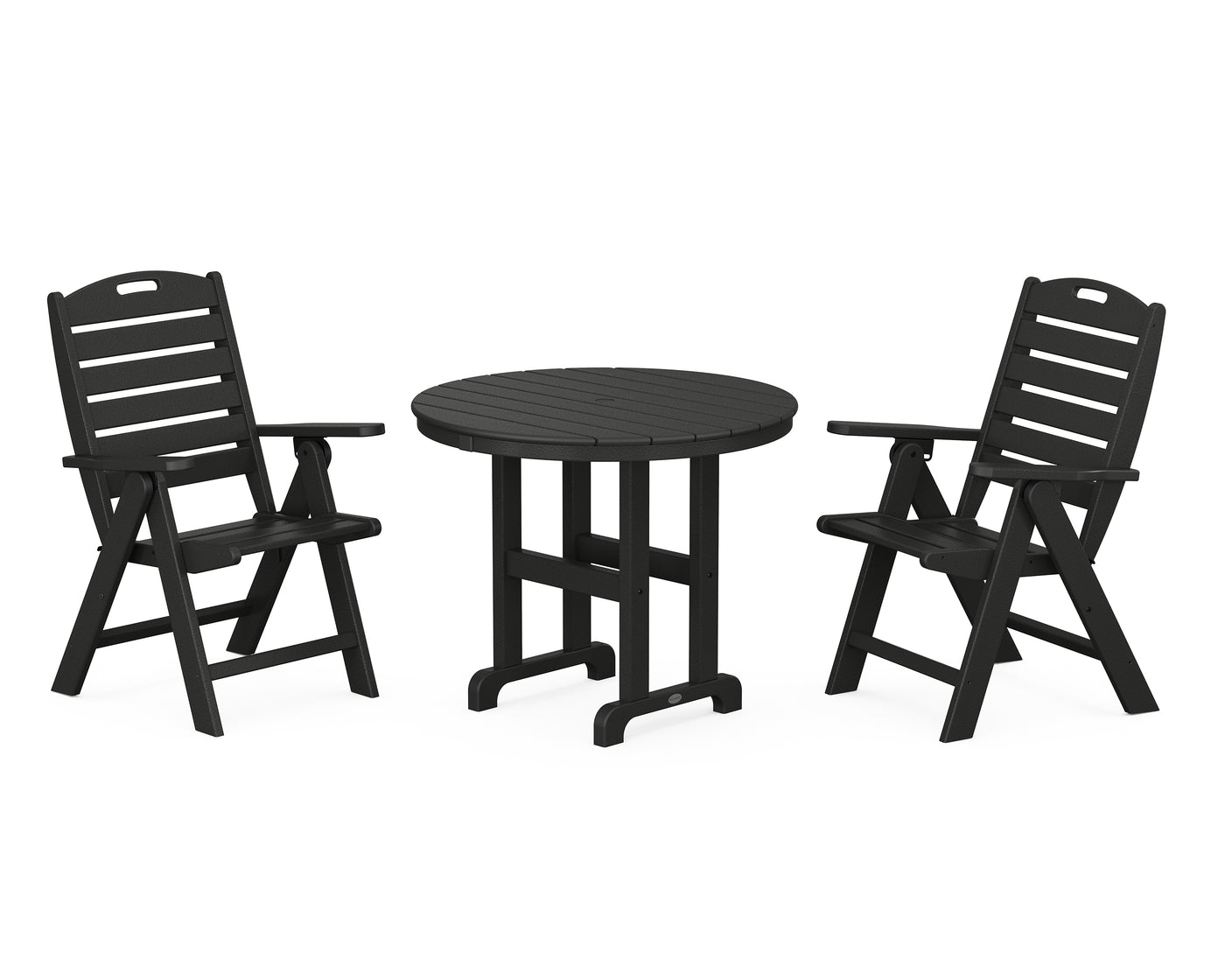 Nautical Folding Highback Chair 3-Piece Round Dining Set