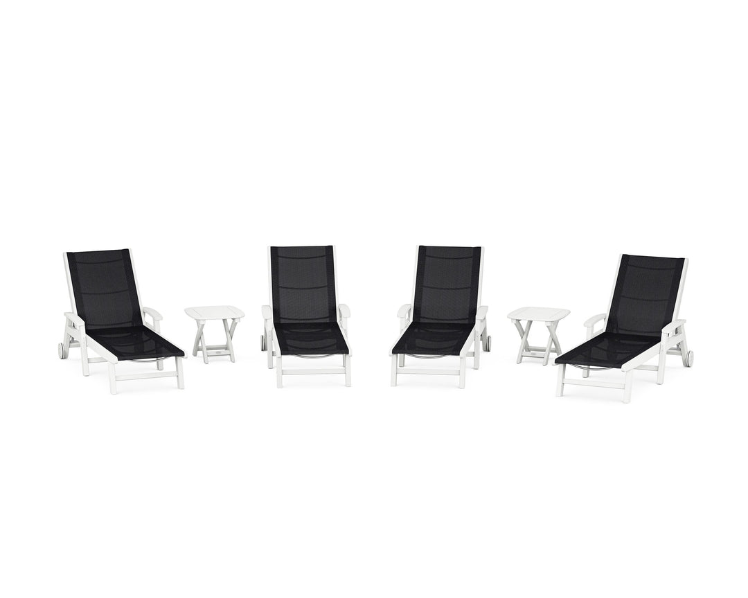 POLYWOOD® Coastal Chaise 6-Piece Set with Wheels