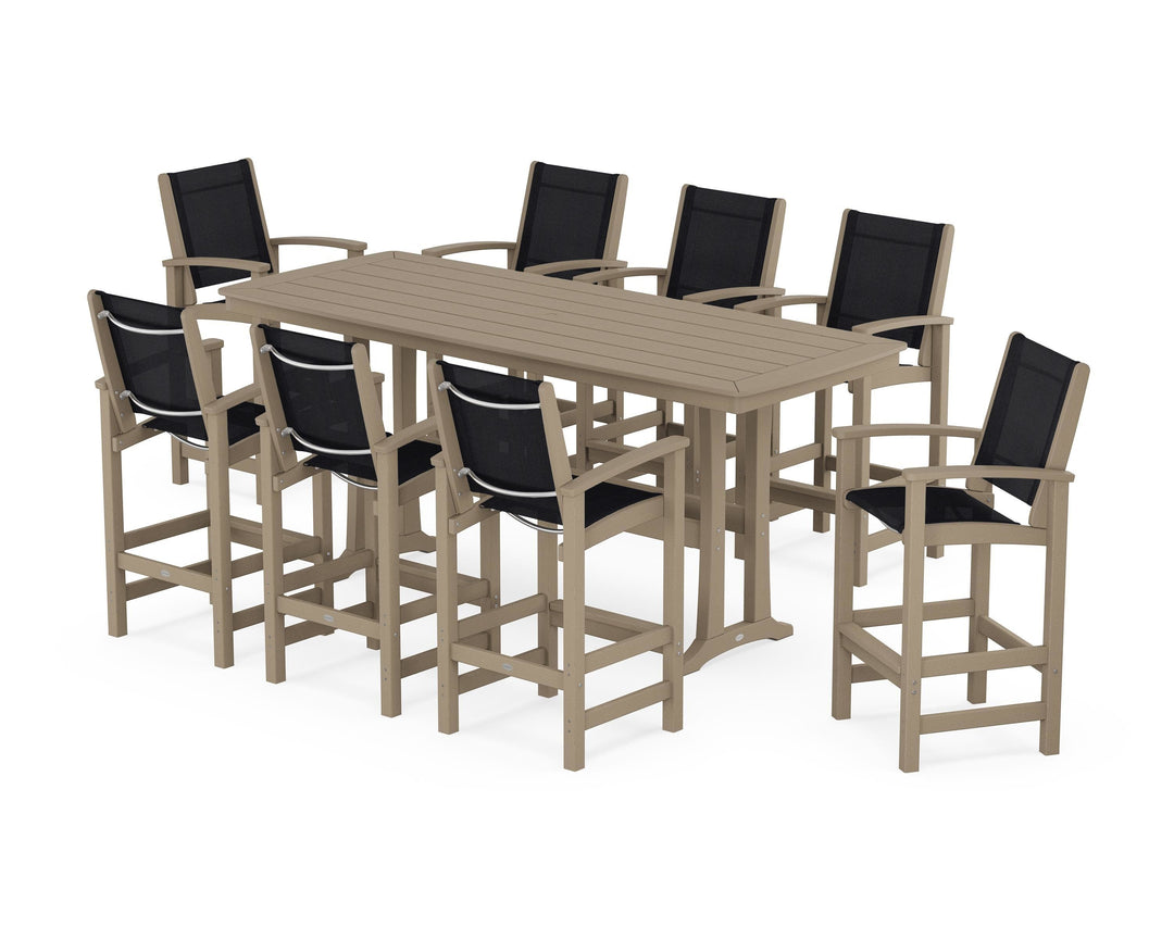 POLYWOOD® Coastal 9-Piece Bar Set with Trestle Legs
