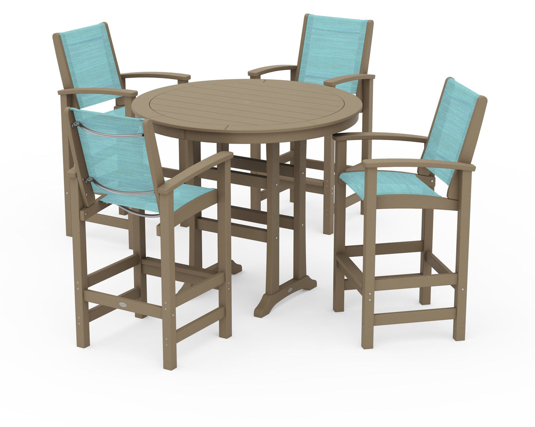 POLYWOOD® Coastal 5-Piece Nautical Trestle Bar Set