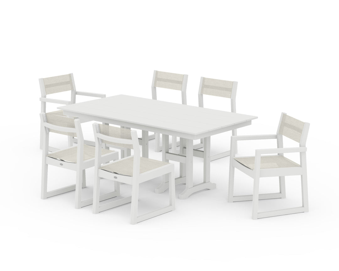 POLYWOOD® EDGE Sling 7-Piece Farmhouse Dining Set