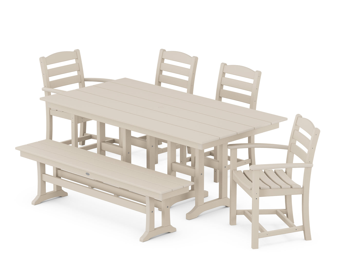 La Casa CafŽ 6-Piece Farmhouse Dining Set with Bench