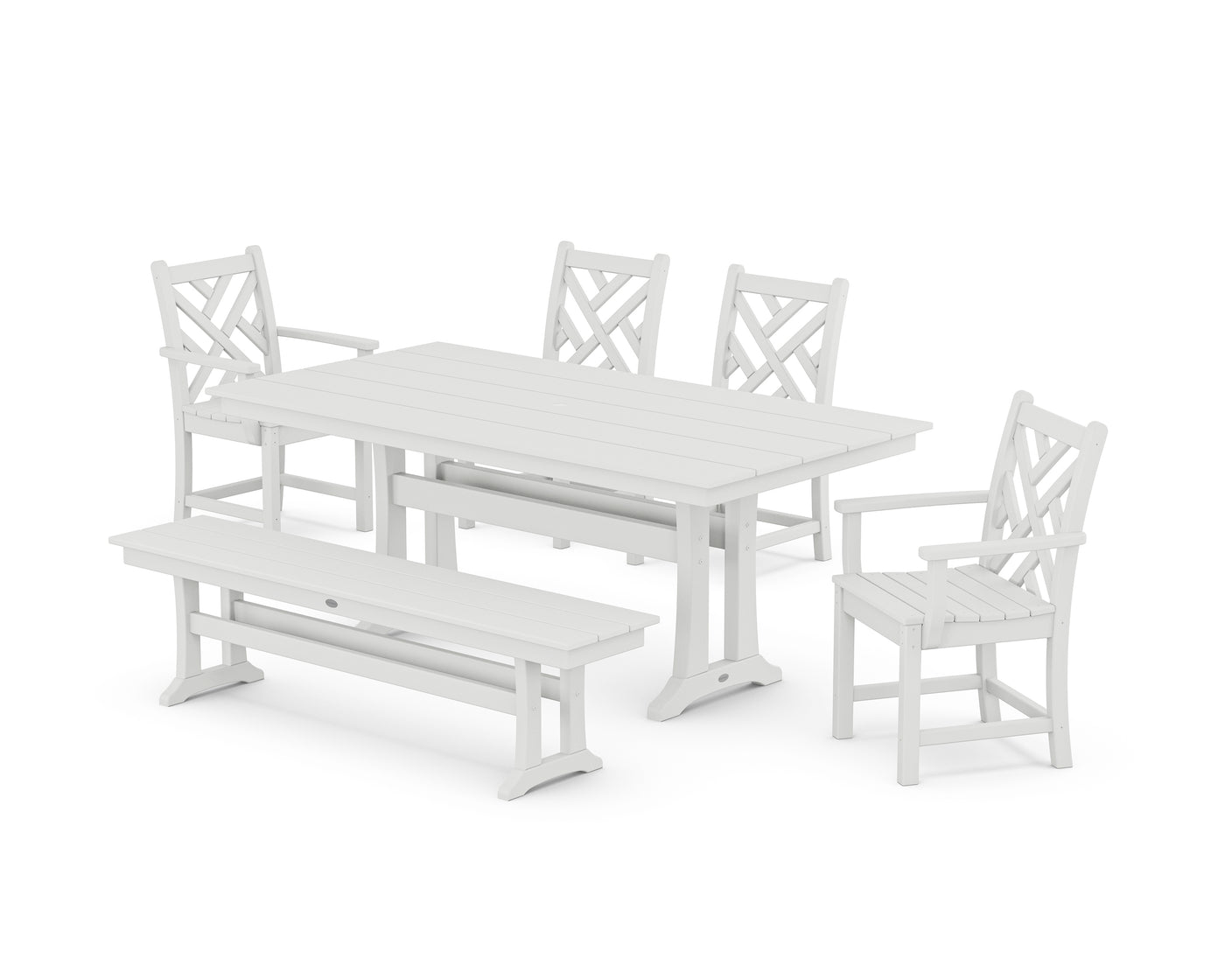 Chippendale 6-Piece Farmhouse Dining Set With Trestle Legs