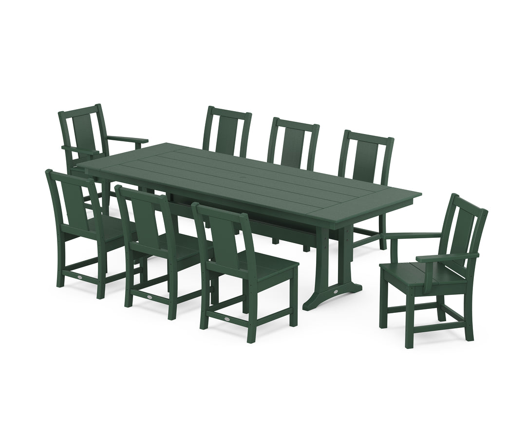 POLYWOOD® Prairie 9-Piece Farmhouse Dining Set with Trestle Legs