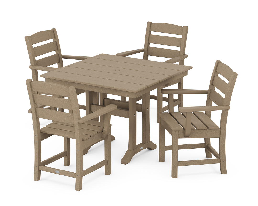 POLYWOOD® Lakeside 5-Piece Farmhouse Trestle Arm Chair Dining Set