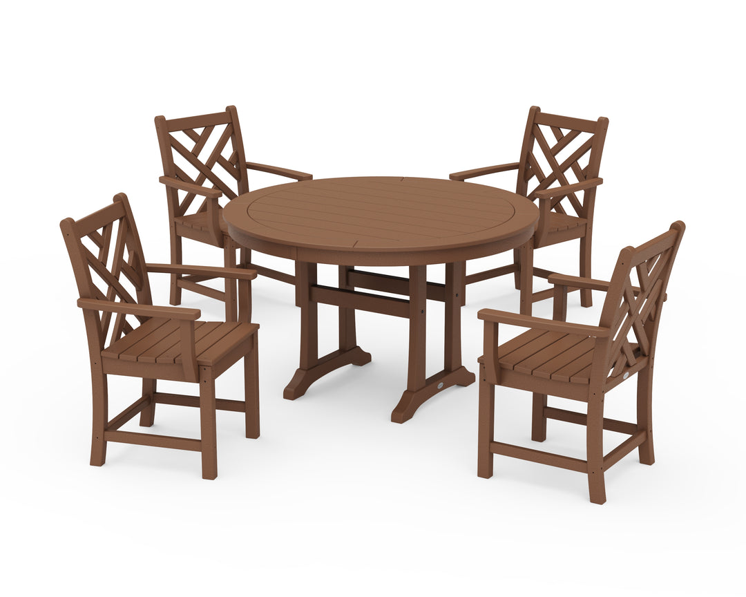 POLYWOOD® Chippendale 5-Piece Nautical Trestle Dining Arm Chair Set