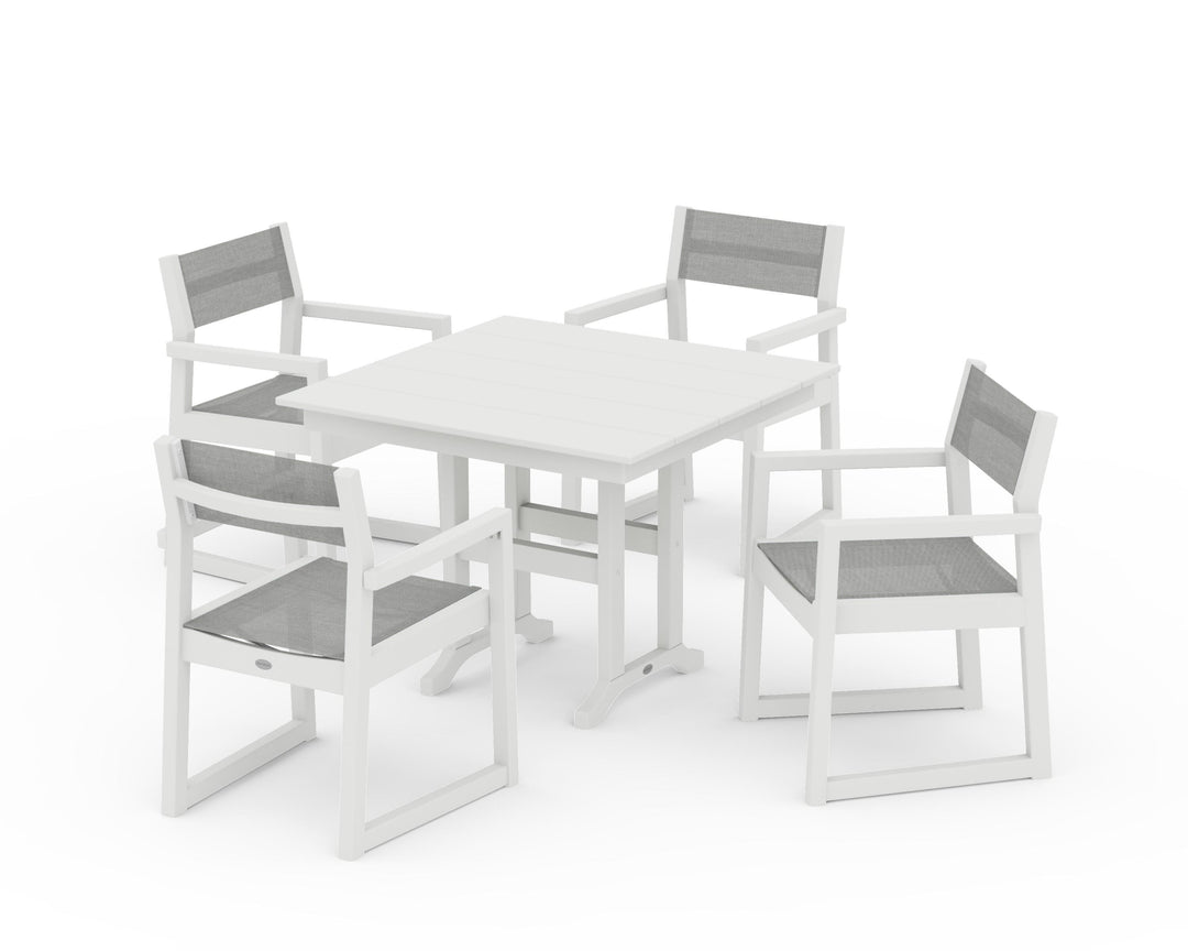 POLYWOOD® EDGE Sling Arm Chair 5-Piece Farmhouse Dining Set