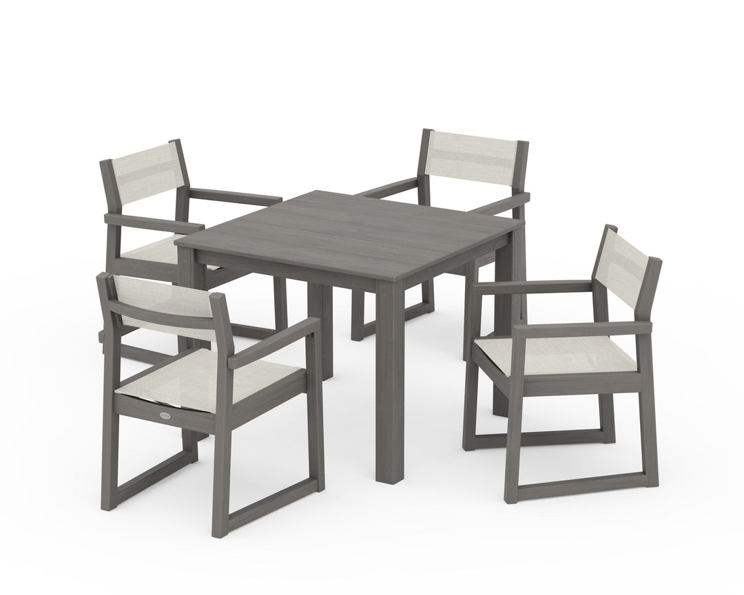 POLYWOOD® EDGE Sling Arm Chair 5-Piece Parsons Dining Set