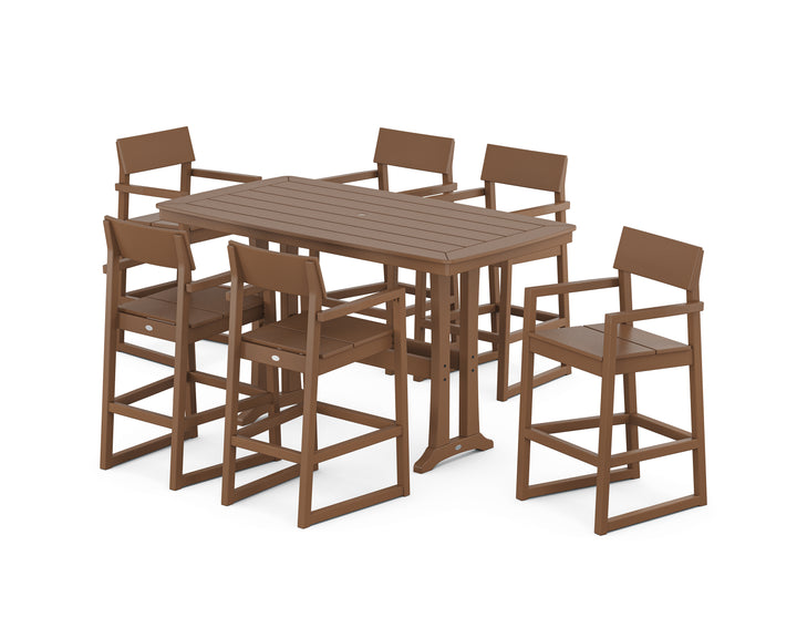 POLYWOOD® EDGE Arm Chair 7-Piece Bar Set with Trestle Legs