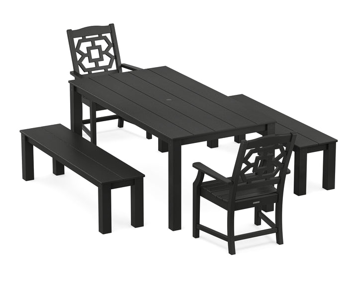 Martha Stewart by POLYWOOD® Chinoiserie 5-Piece Parsons Dining Set with Benches