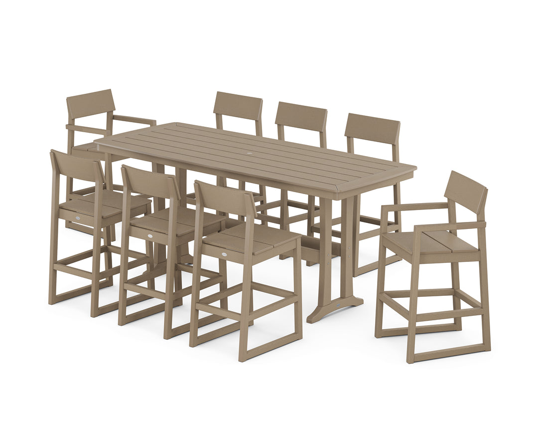 POLYWOOD® EDGE 9-Piece Bar Set with Trestle Legs