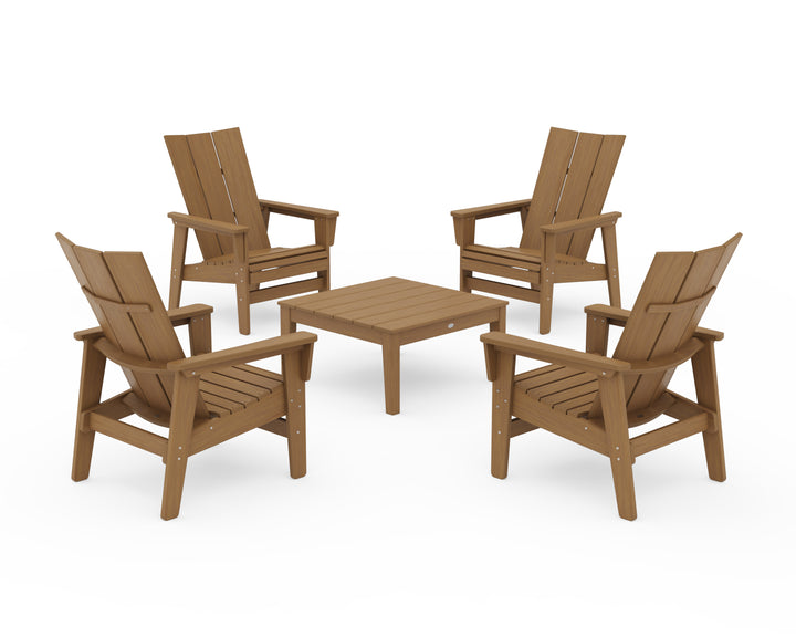 POLYWOOD® 5-Piece Modern Grand Upright Adirondack Chair Conversation Group