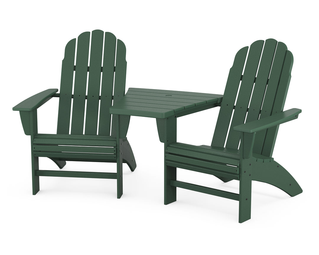 POLYWOOD® Vineyard 3-Piece Curveback Adirondack Set with Angled Connecting Table