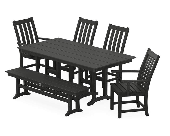 POLYWOOD® Vineyard 6-Piece Farmhouse Dining Set with Bench