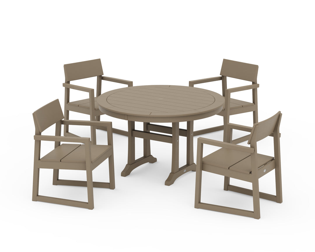 POLYWOOD® EDGE 5-Piece Round Dining Set with Trestle Legs