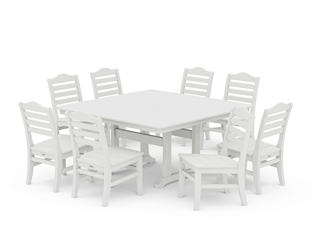 POLYWOOD® Savannah Side Chair 9-Piece Square Dining Set with Trestle Legs