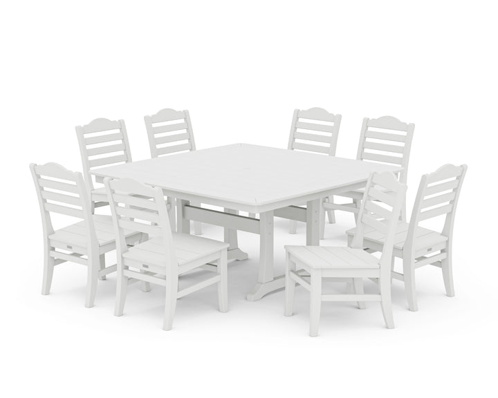 POLYWOOD® Savannah Side Chair 9-Piece Square Dining Set with Trestle Legs