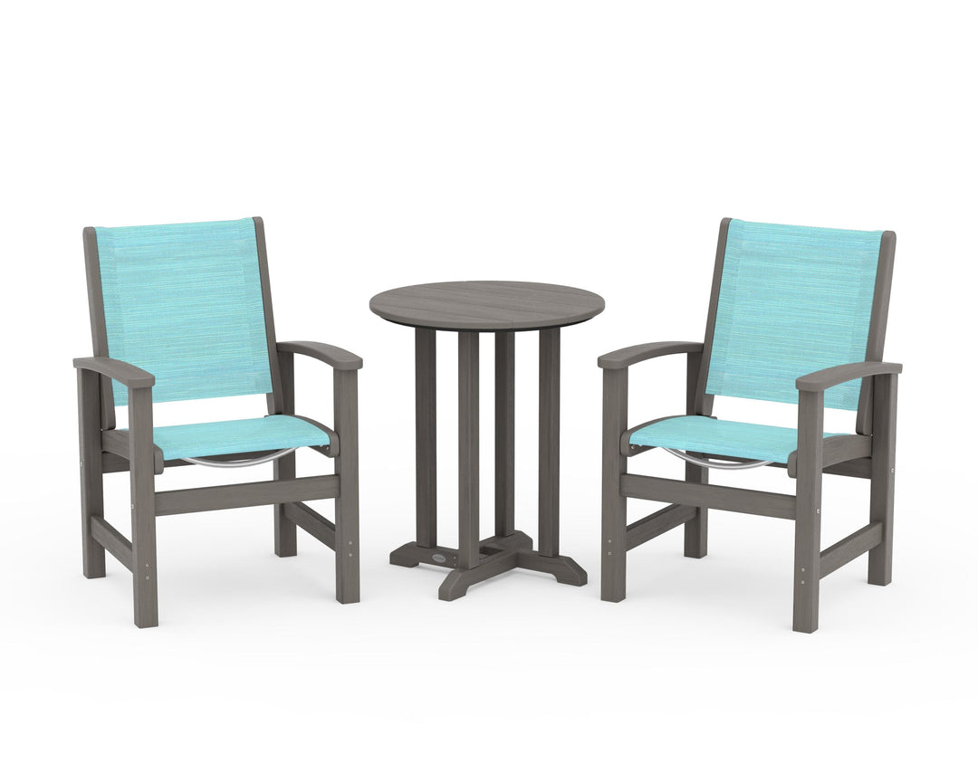 POLYWOOD® Coastal 3-Piece Round Bistro Dining Set