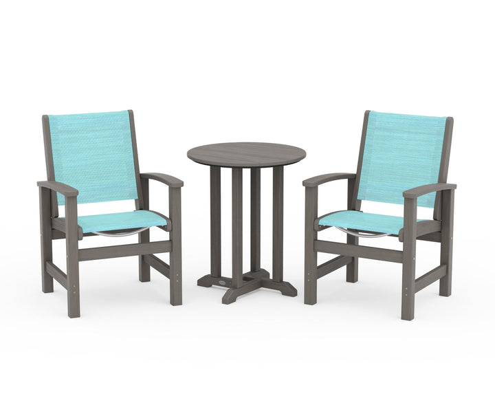 POLYWOOD® Coastal 3-Piece Round Bistro Dining Set