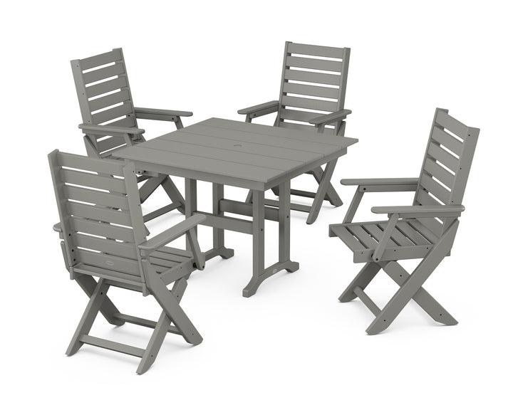 POLYWOOD® Captain Folding Chair 5-Piece Farmhouse Dining Set