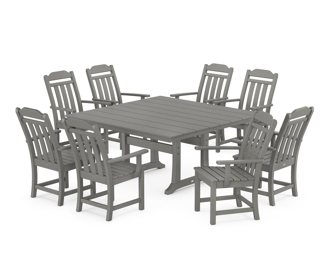 Country Living Cottage 9-Piece Square Farmhouse Dining Set with Trestle Legs