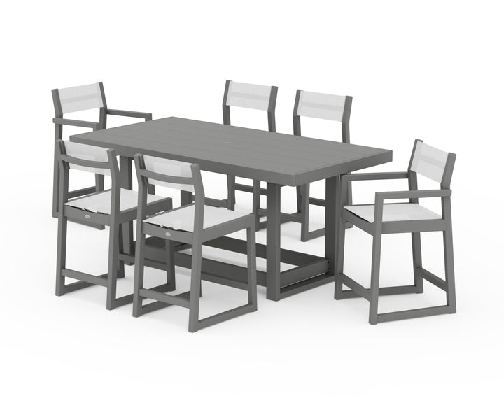 POLYWOOD® EDGE Sling 7-Piece Counter Table Set