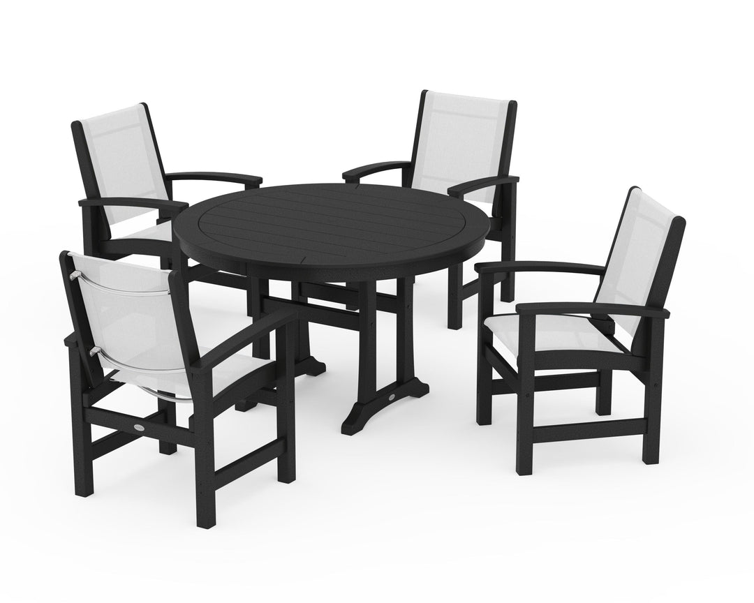 POLYWOOD® Coastal 5-Piece Round Dining Set with Trestle Legs