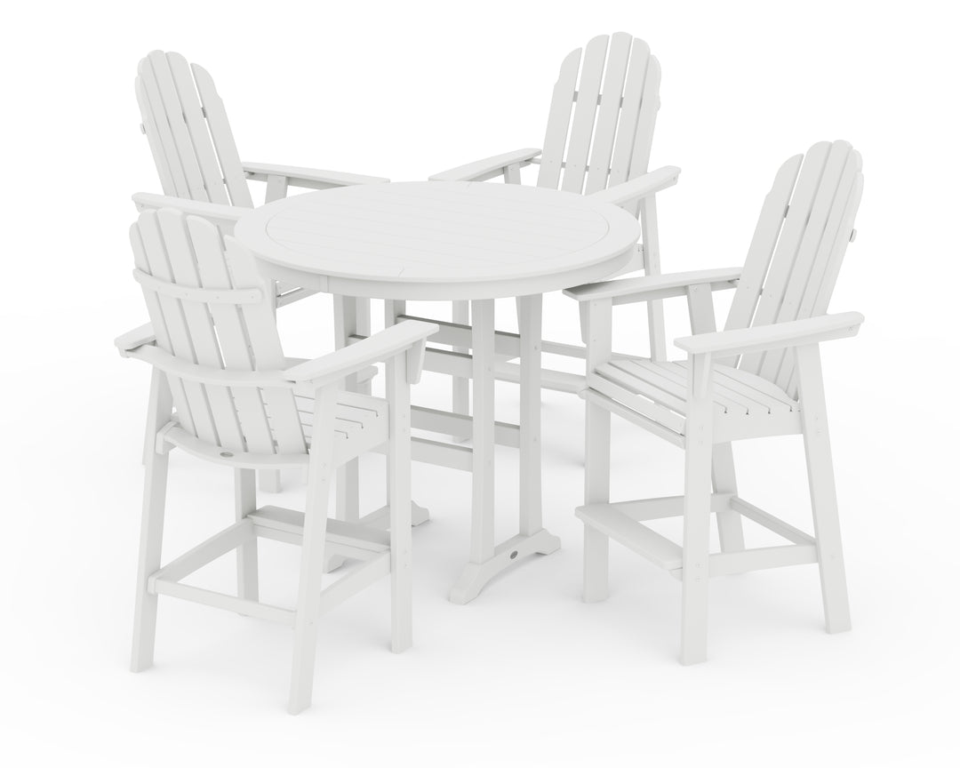 POLYWOOD® Vineyard Curveback Adirondack 5-Piece Nautical Trestle Bar Set