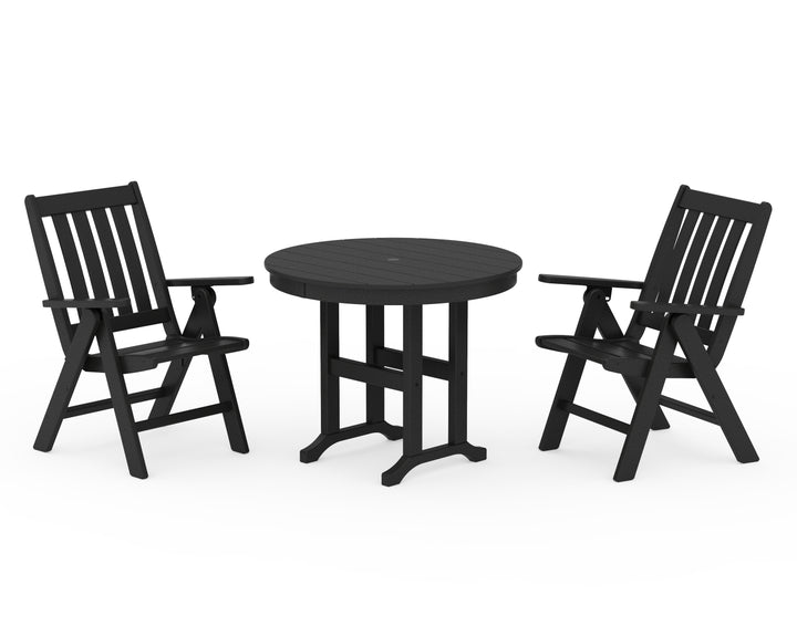 POLYWOOD® Vineyard Folding Chair 3-Piece Round Dining Set