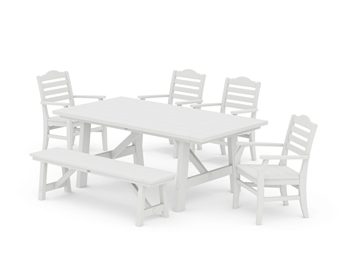 POLYWOOD® Savannah 6-Piece Rustic Farmhouse Dining Set with Bench