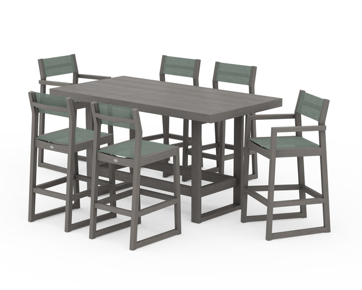 POLYWOOD® EDGE Sling 7-Piece Bar Table Set