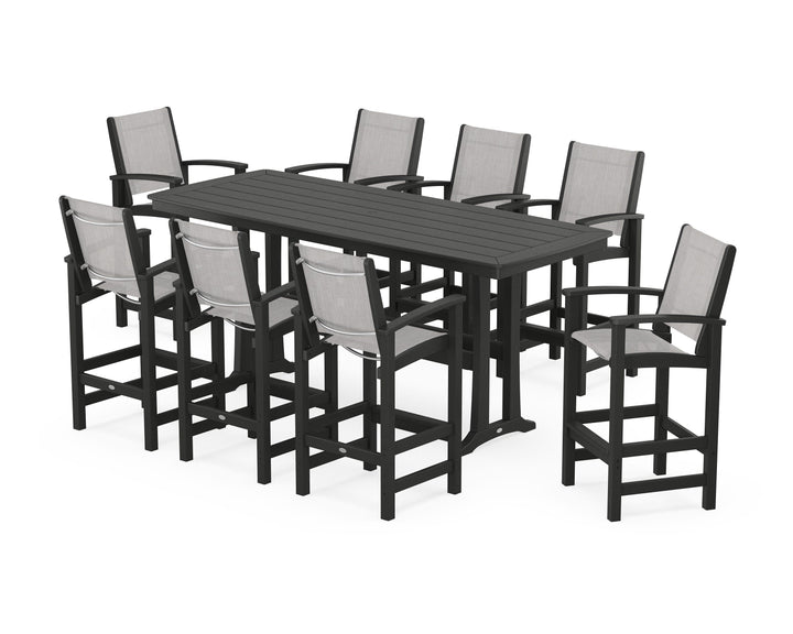 POLYWOOD® Coastal 9-Piece Bar Set with Trestle Legs