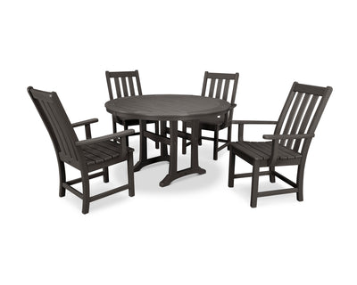 Vineyard 5-Piece Round Dining Set with Trestle Legs