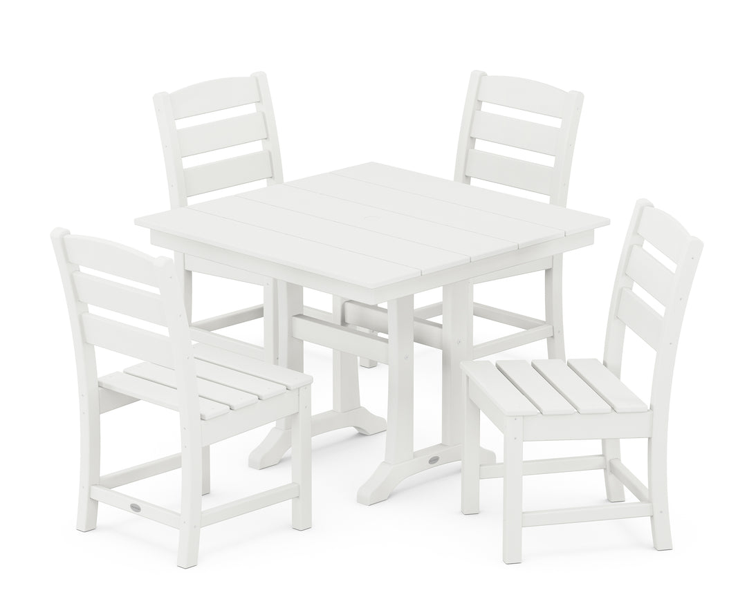 POLYWOOD® Lakeside 5-Piece Farmhouse Trestle Side Chair Dining Set