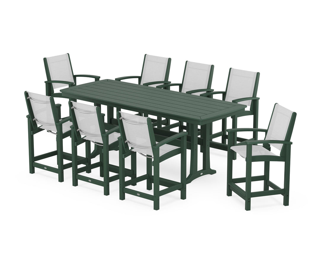 POLYWOOD® Coastal 9-Piece Counter Set with Trestle Legs