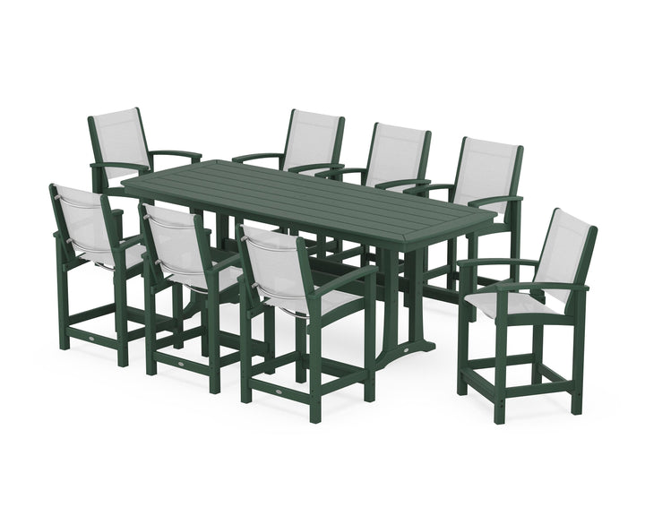 POLYWOOD® Coastal 9-Piece Counter Set with Trestle Legs