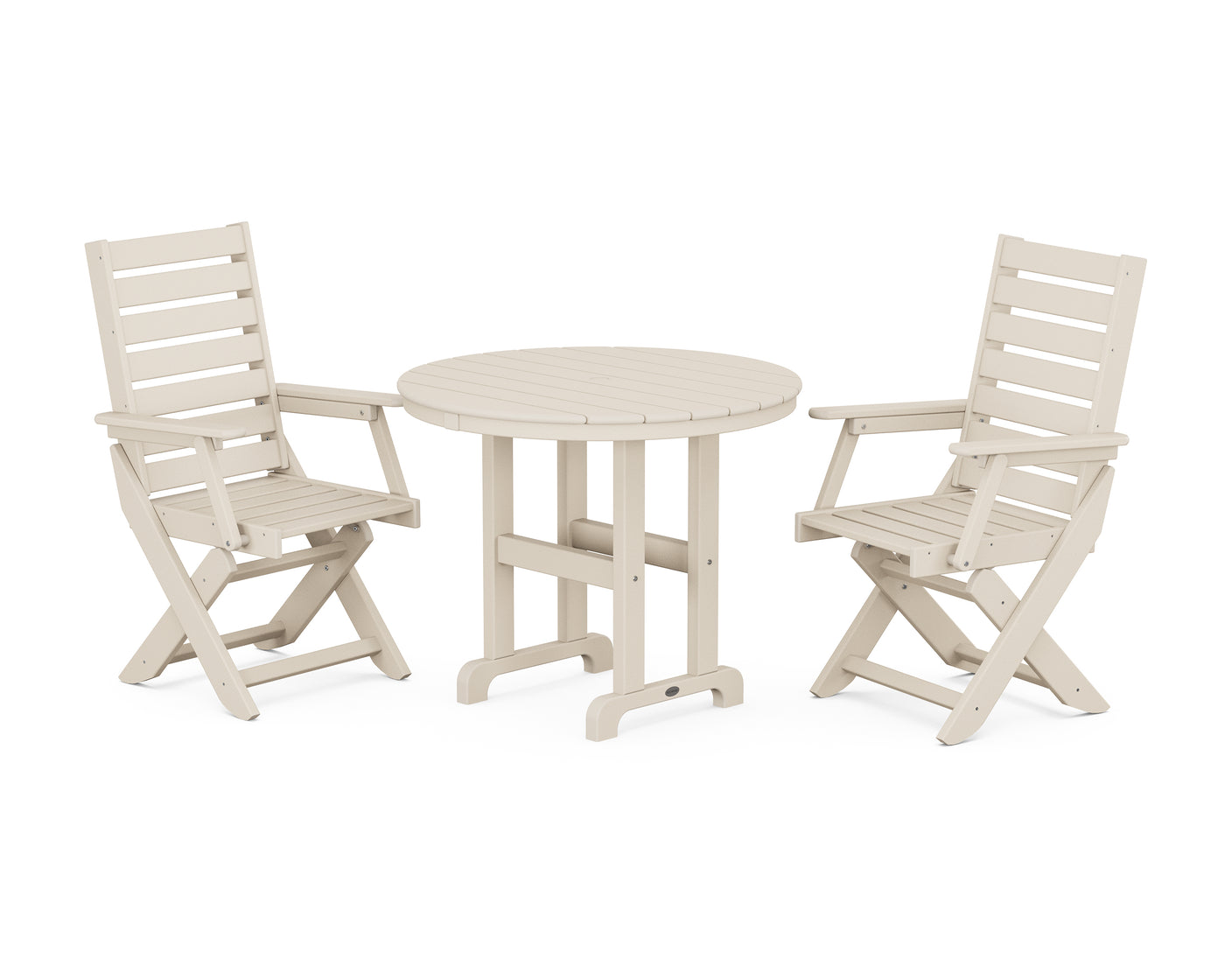 Captain Folding Chair 3-Piece Round Dining Set